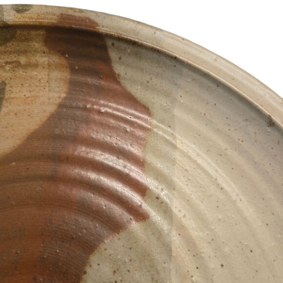 Stoneware Pottery Wall Art Plate Abstract Design Signed Handmade Neutral Tones - Picture 12 of 16